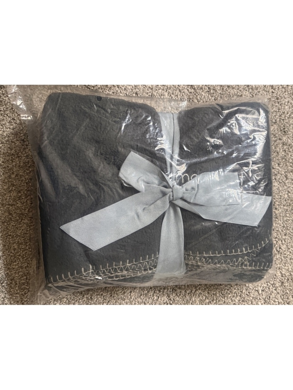Common Spirit California Black Throw Blanket with Decorative Stitching